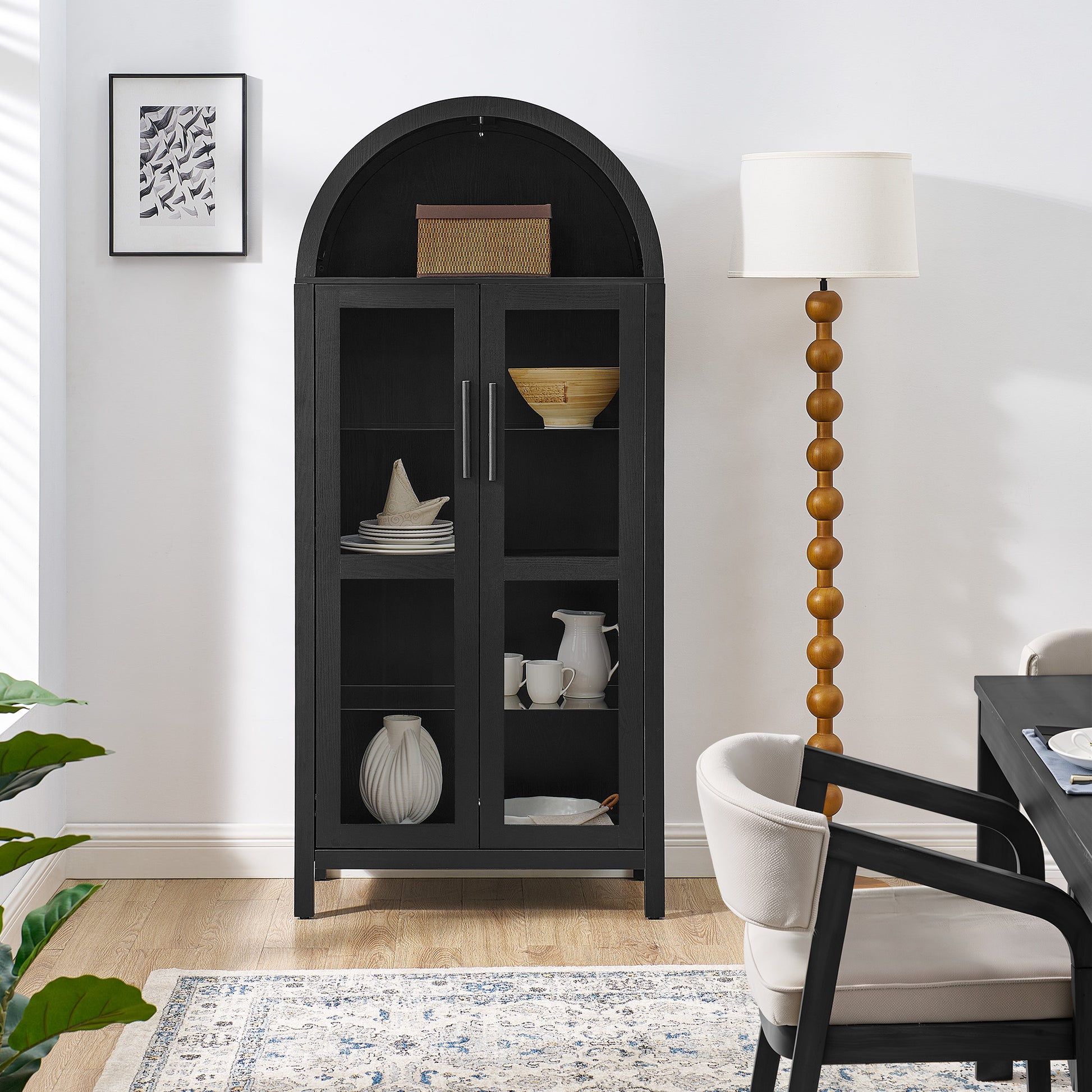 Black MDF Adjustable Height Cabinet - Bedroom Storage for Living Room