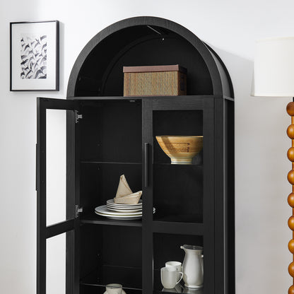 Black MDF Adjustable Height Cabinet - Bedroom Storage for Living Room