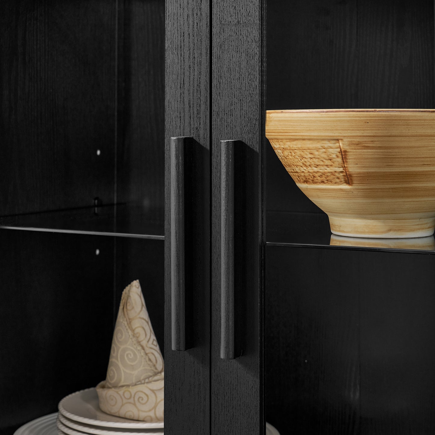 Black MDF Adjustable Height Cabinet - Bedroom Storage for Living Room