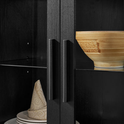 Black MDF Adjustable Height Cabinet - Bedroom Storage for Living Room
