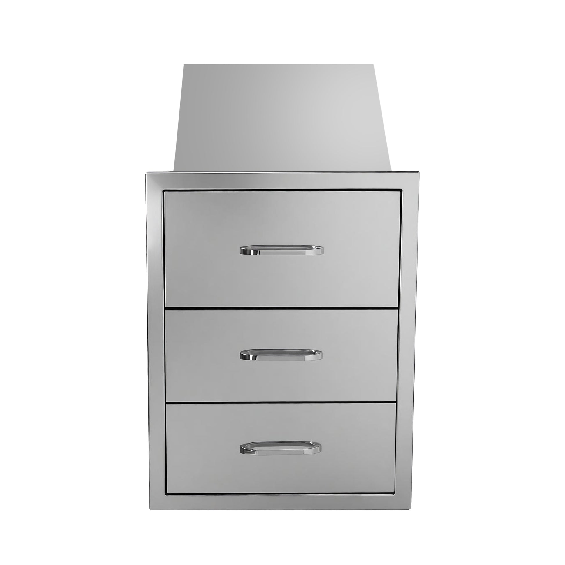 Steel Gray Outdoor Kitchen Cabinet - 3 Drawers, Weather Resistant Storage
