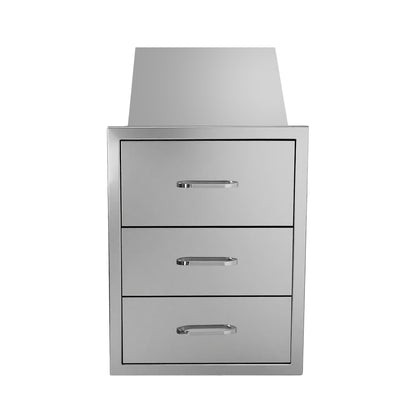Steel Gray Outdoor Kitchen Cabinet - 3 Drawers, Weather Resistant Storage