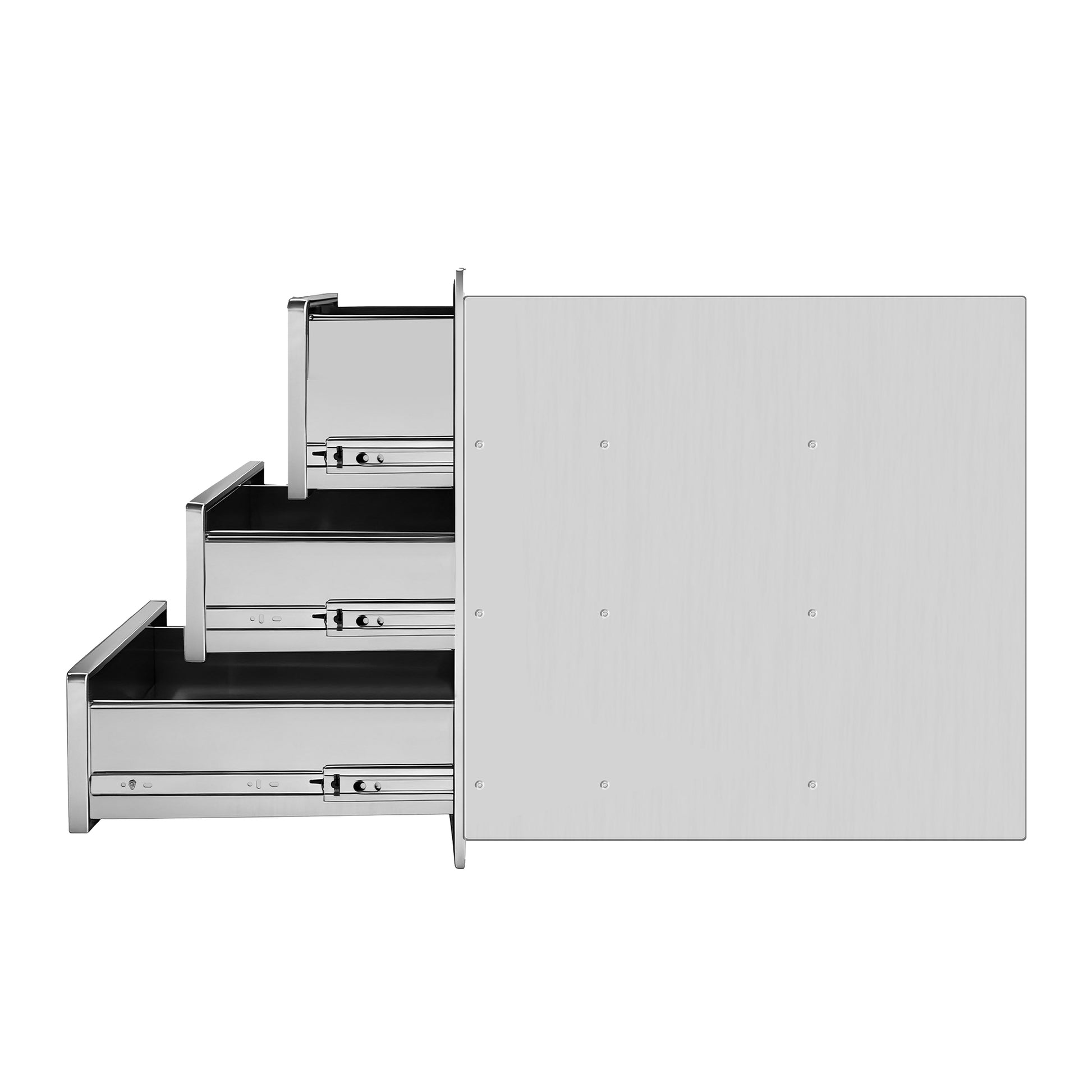 Steel Gray Outdoor Kitchen Cabinet - 3 Drawers, Weather Resistant Storage
