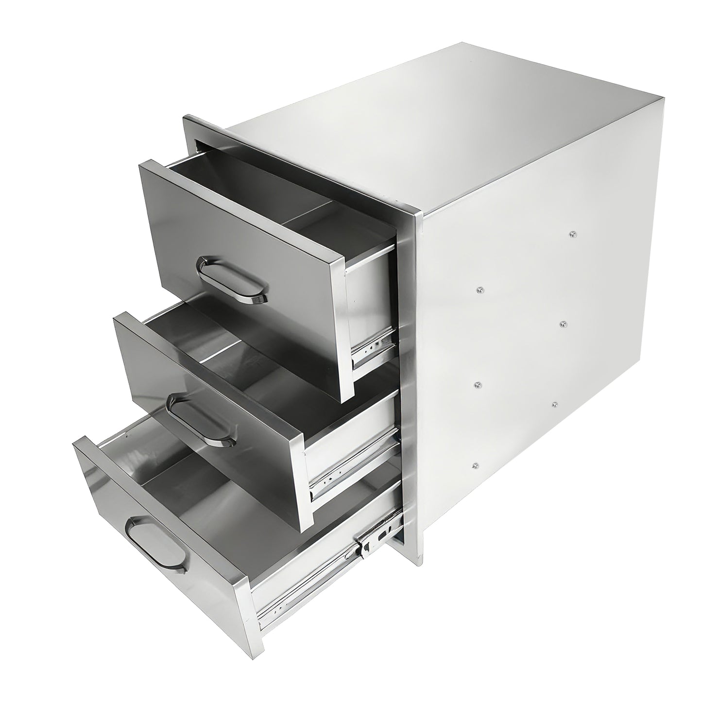Outdoor Kitchen Drawers Stainless Steel, Flush Mount Triple Drawer,  18Wx23Hx23D with Stainless Steel Handle, BBQ Drawers for Outdoor Kitchens or BBQ Island