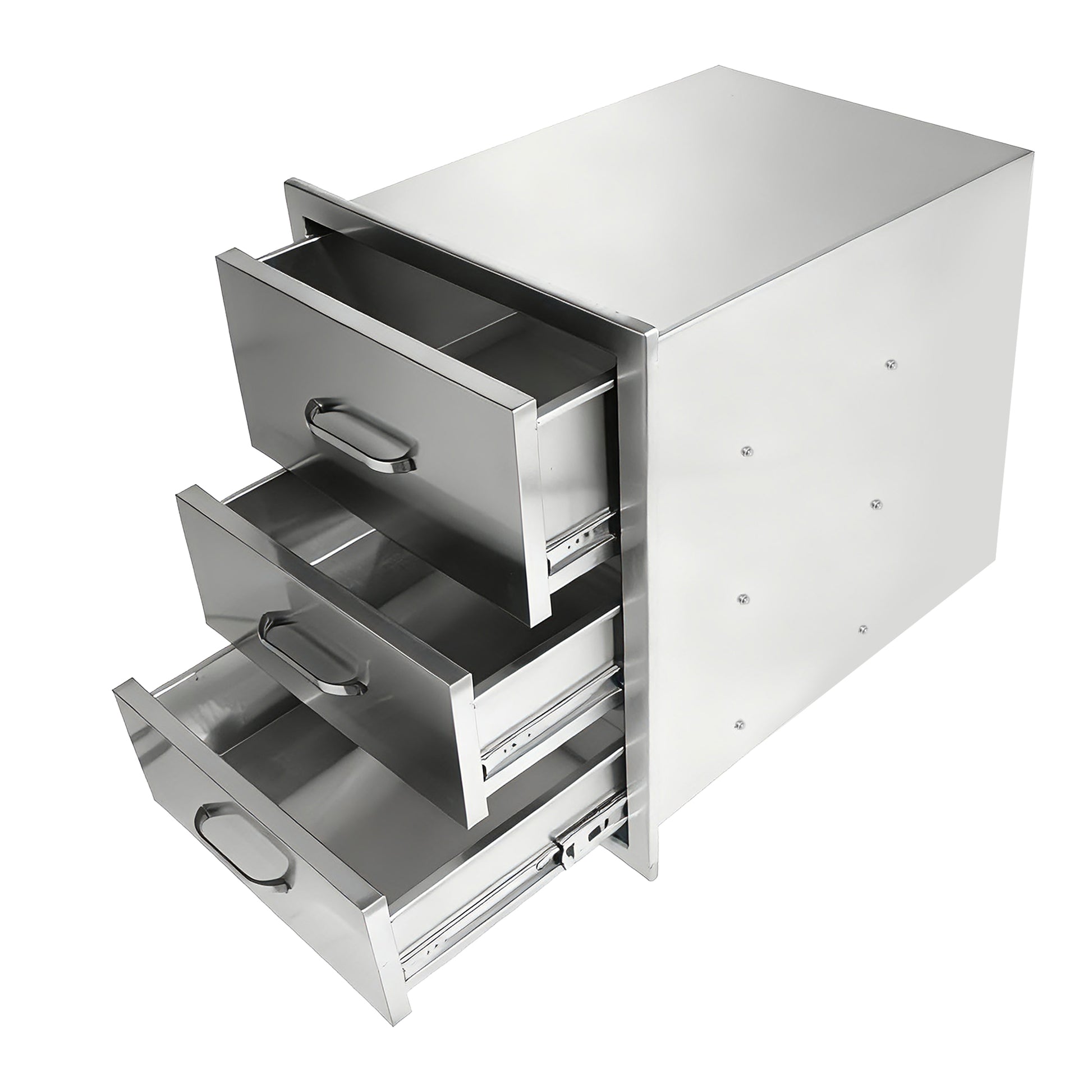 Outdoor Kitchen Drawers Stainless Steel, Flush Mount Triple Drawer,  18Wx23Hx23D with Stainless Steel Handle, BBQ Drawers for Outdoor Kitchens or BBQ Island