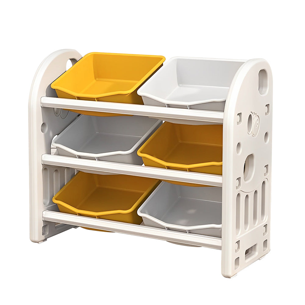 Yellow HDPE Kids Toy Storage Organizer - 6 Bins