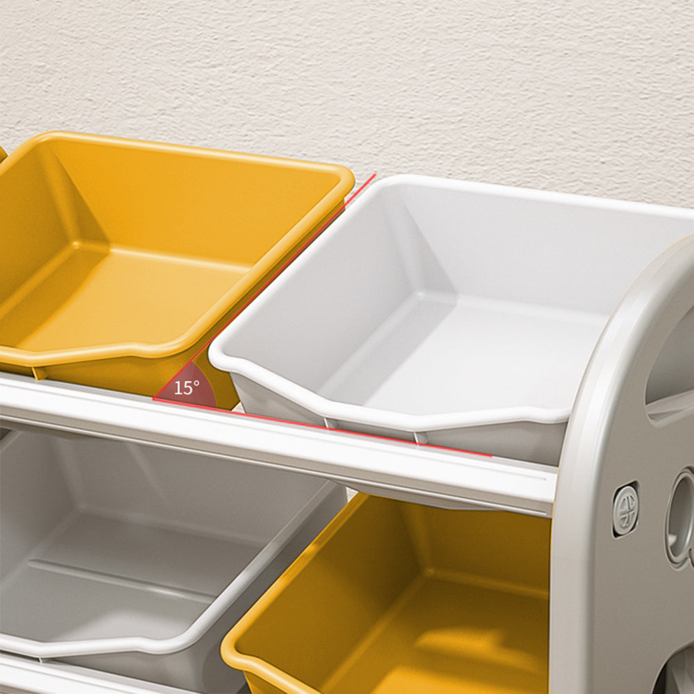 Yellow HDPE Kids Toy Storage Organizer - 6 Bins