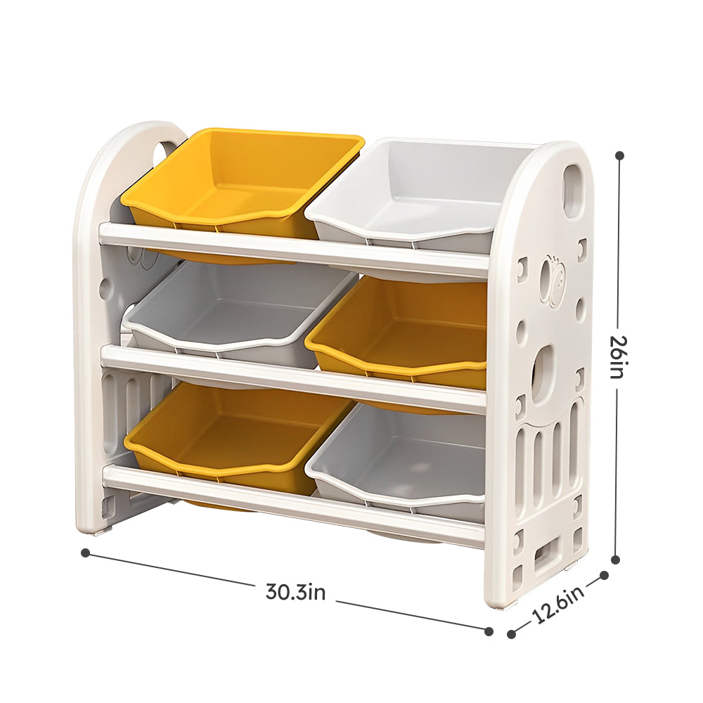 Yellow HDPE Kids Toy Storage Organizer - 6 Bins