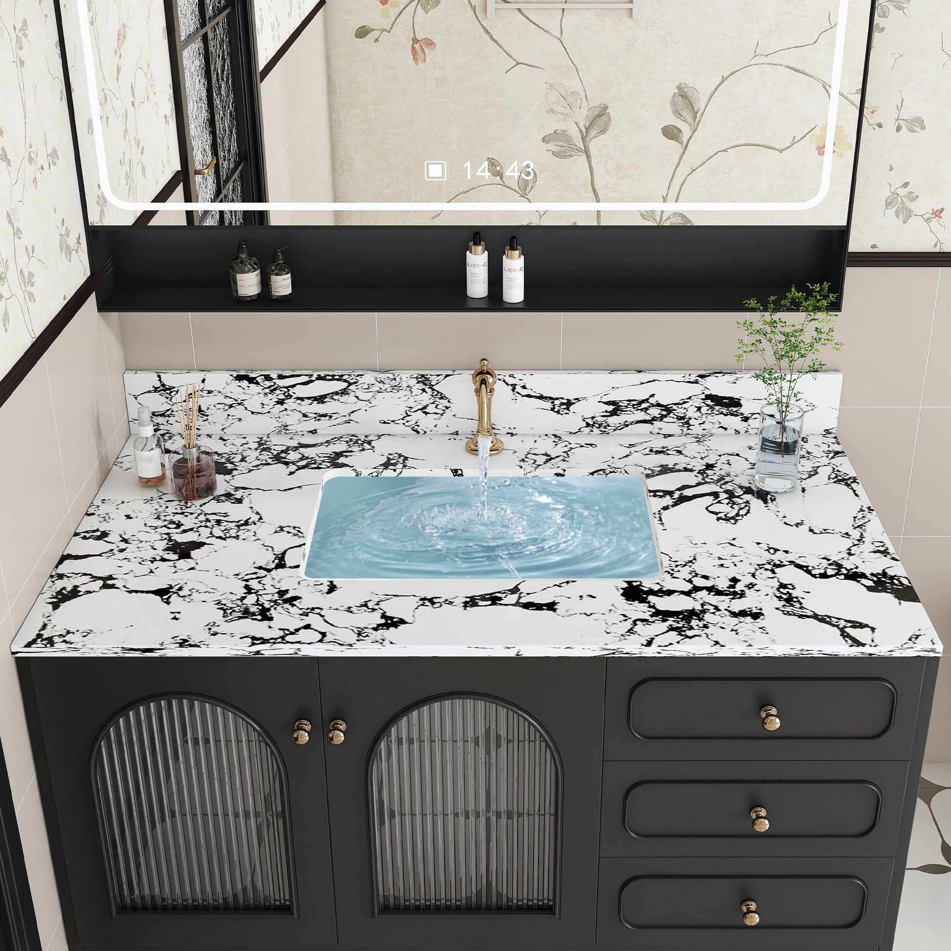43 Inch White Sintered Stone Bathroom Vanity Top with Undermount Sink