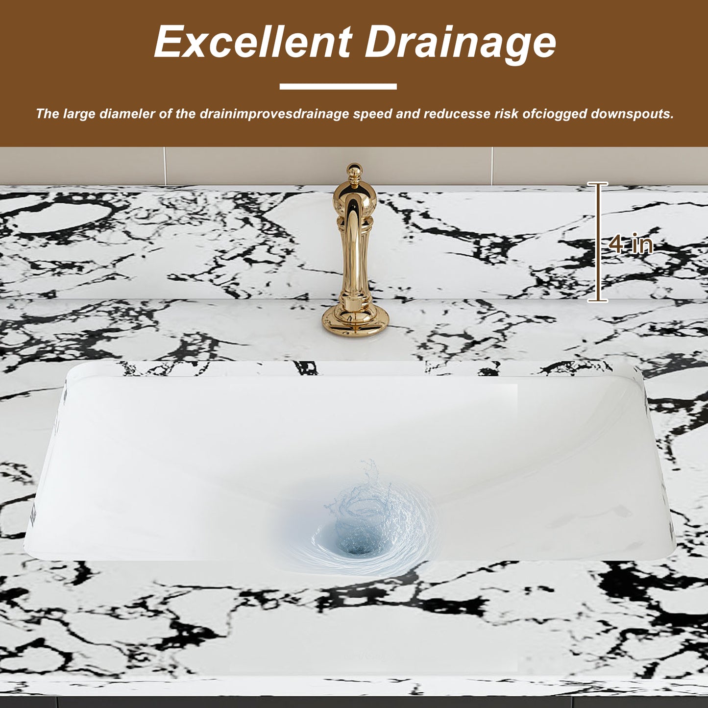 43 Inch White Sintered Stone Bathroom Vanity Top with Undermount Sink