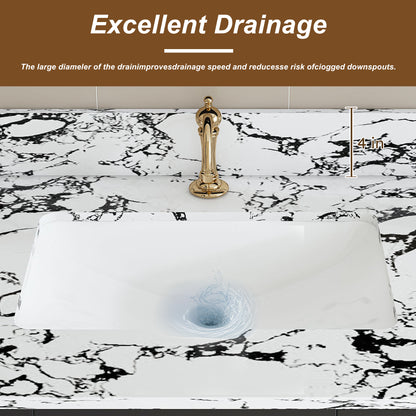 43 Inch White Sintered Stone Bathroom Vanity Top with Undermount Sink