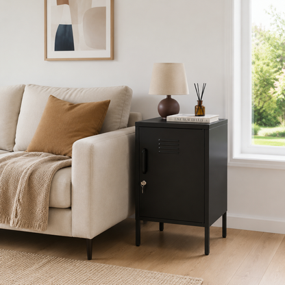Black Steel Storage Cabinet with Adjustable Shelves for Bedroom Use for Living Room