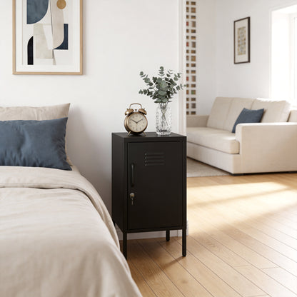A multi-functional metal storage cabinet with a height of 27.17 inches