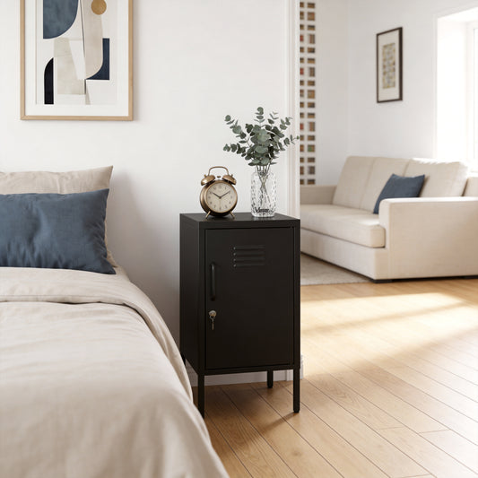 A multi-functional metal storage cabinet with a height of 27.17 inches