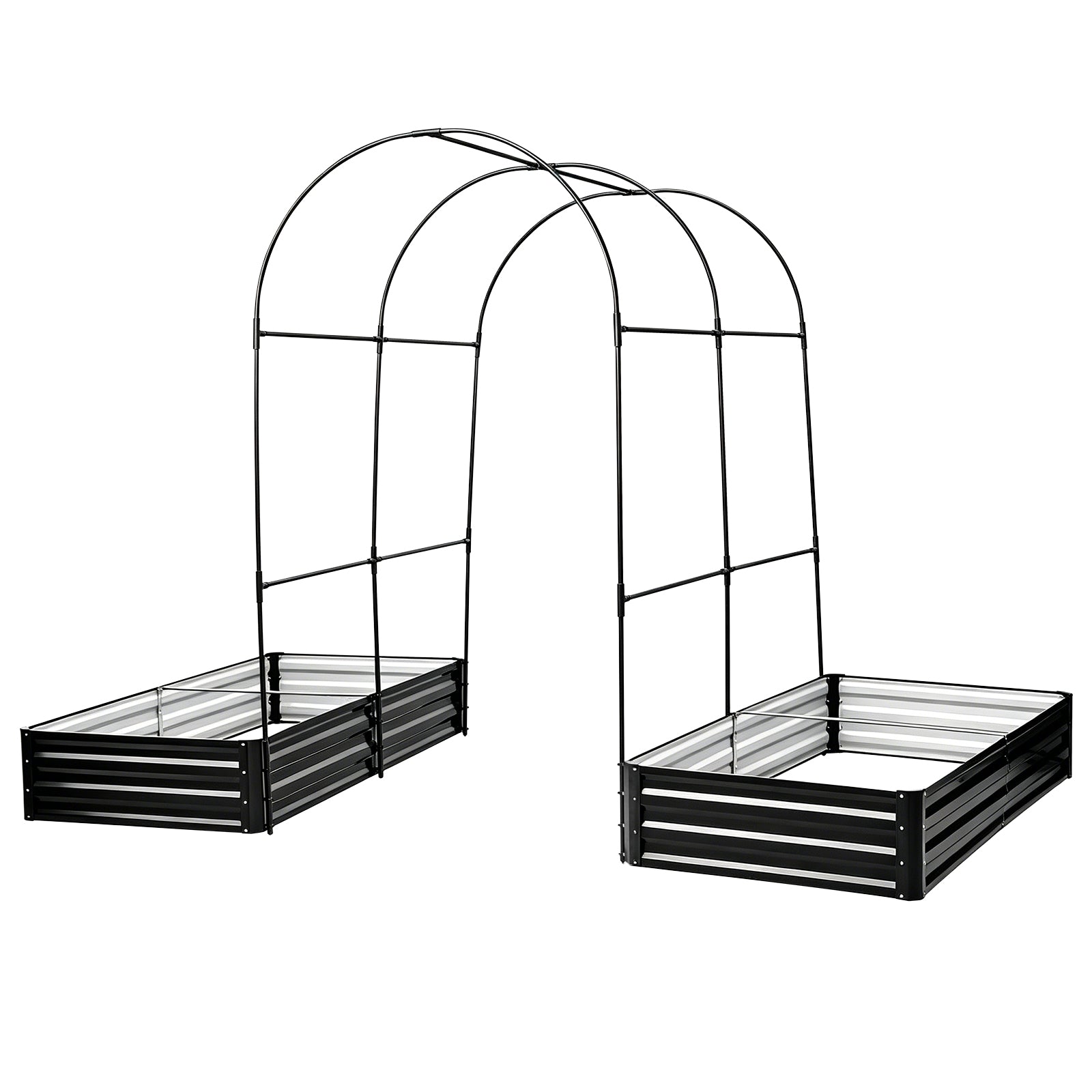 Black Iron Garden Arch Trellis Kit - 2 Raised Beds