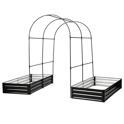 Black Iron Garden Arch Trellis Kit - 2 Raised Beds
