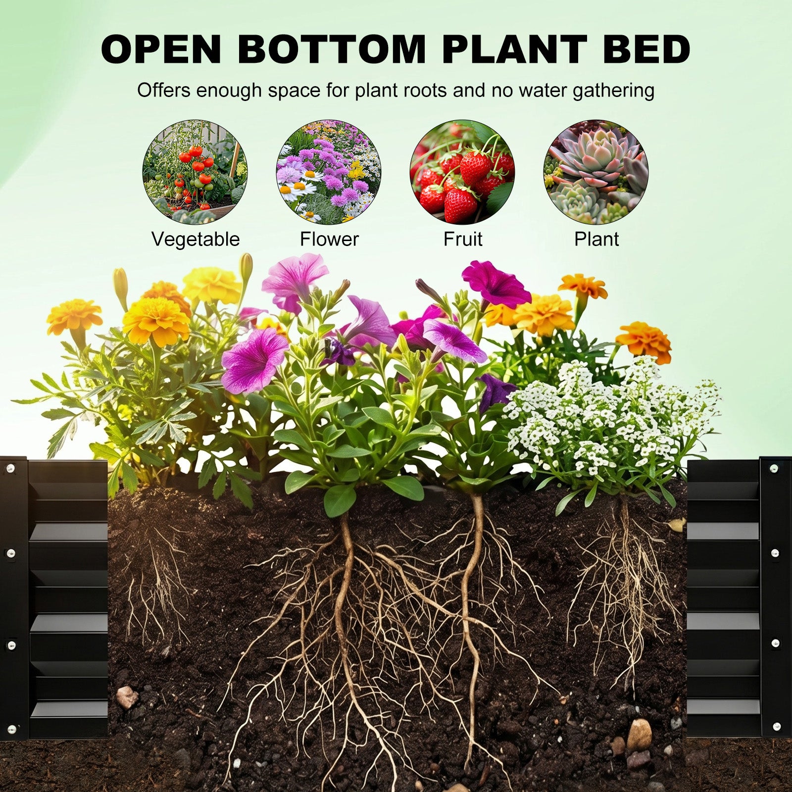 Black Iron Garden Arch Trellis Kit - 2 Raised Beds