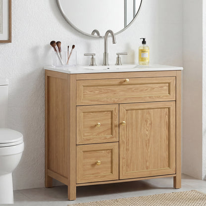 30" Wood Bathroom Vanity with Sink - Freestanding Cabinet Storage