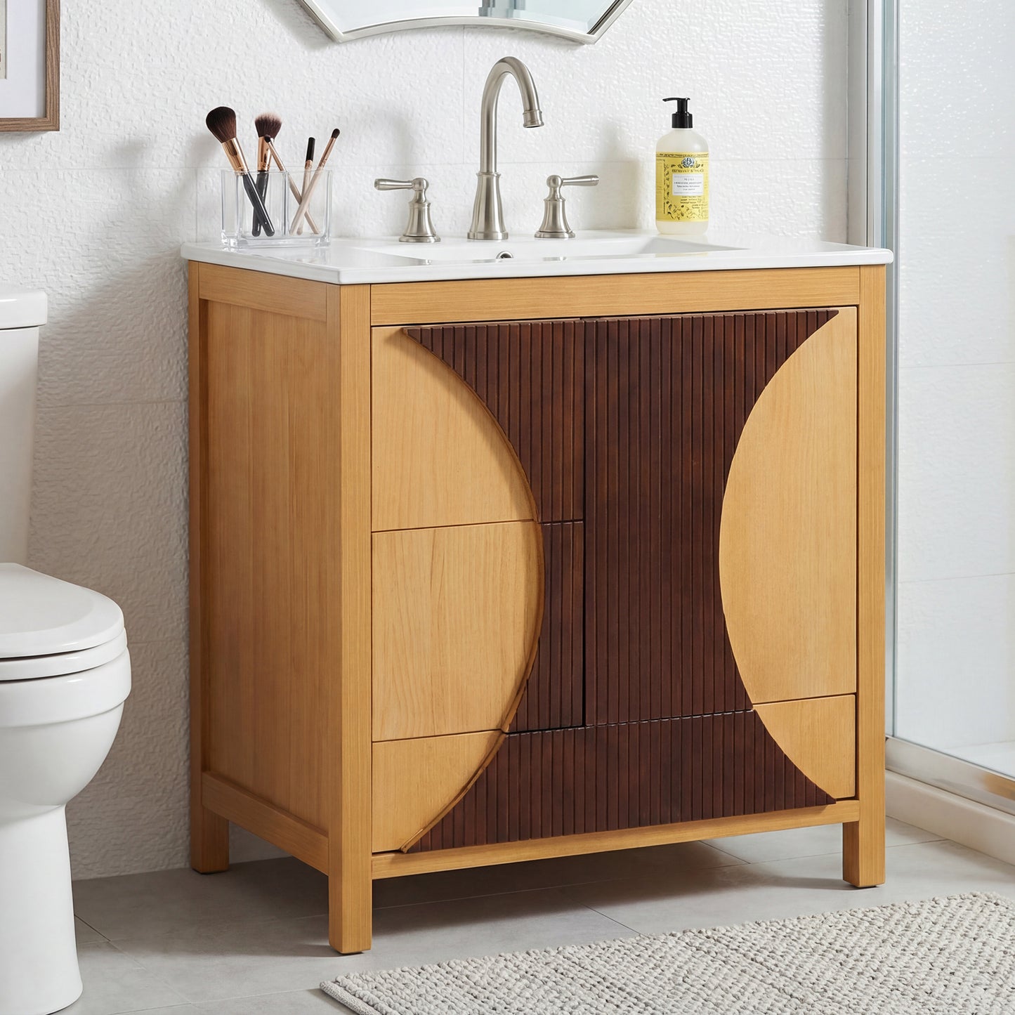 30" Wood Bathroom Vanity with Sink - Freestanding Storage Cabinet
