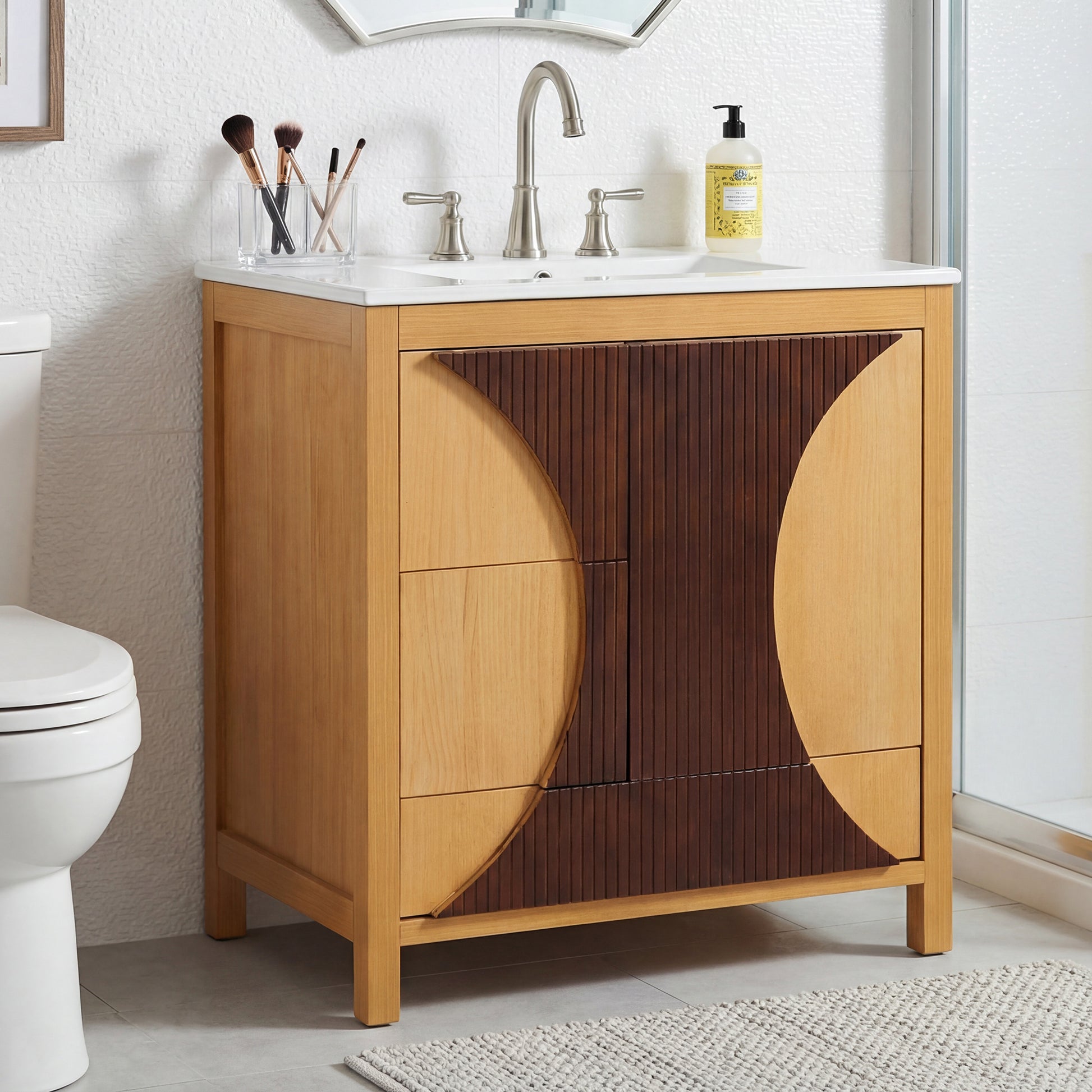 30" Wood Bathroom Vanity with Sink - Freestanding Storage Cabinet