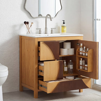 30" Wood Bathroom Vanity with Sink - Freestanding Storage Cabinet