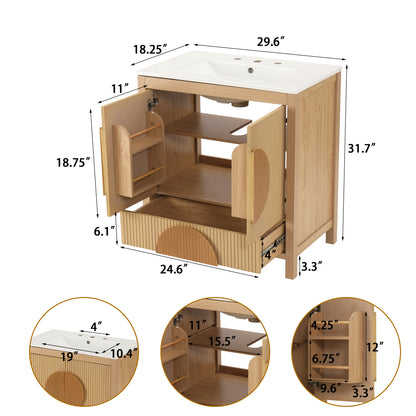 30 Inch Wood Bathroom Vanity - Sink & Storage