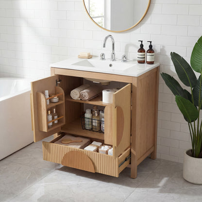 30 Inch Wood Bathroom Vanity - Sink & Storage