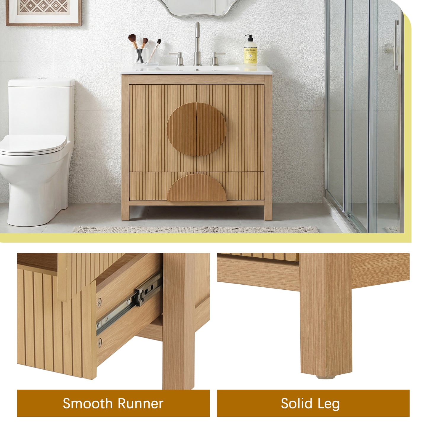 30 Inch Wood Bathroom Vanity - Sink & Storage