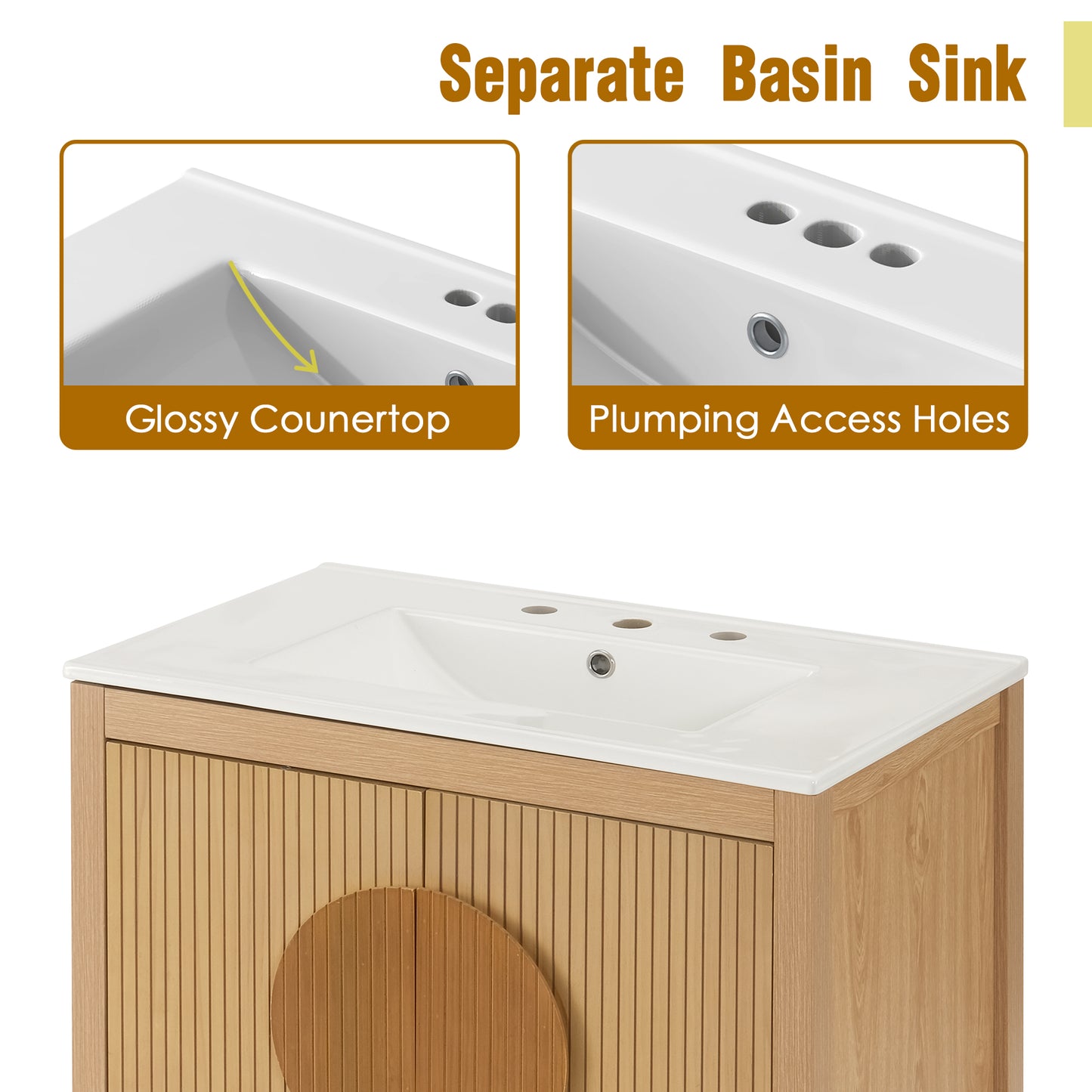 30 Inch Wood Bathroom Vanity - Sink & Storage