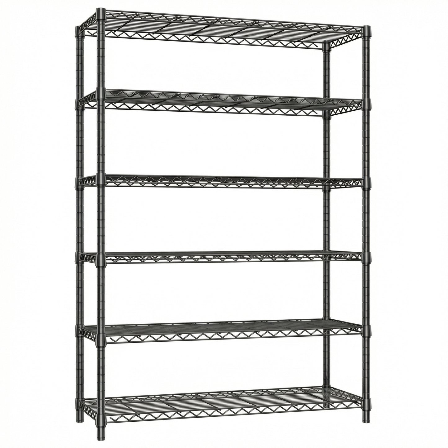 6 Tier Carbon Steel Shelving Unit - Black, 82.4"H for Living Room