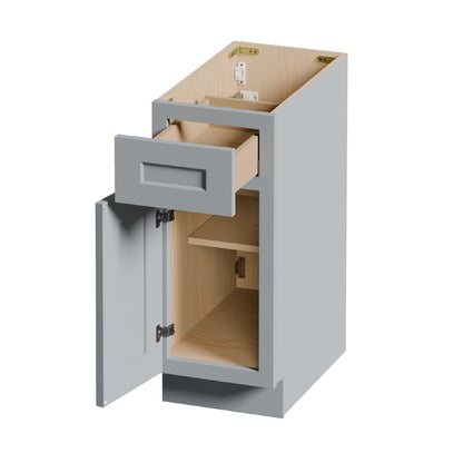 15" Gray Shaker Base Cabinet - Storage & Bathroom Solutions