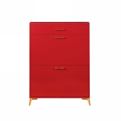 Red MDF Shoe Storage Cabinet - 32" Entryway Organizer