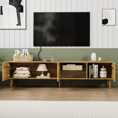 70 Inch Brown Oak TV Stand with Storage