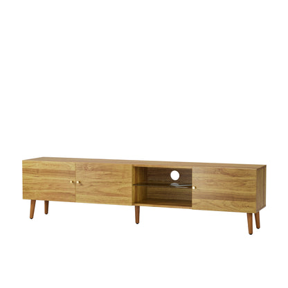 70 Inch Brown Oak TV Stand with Storage