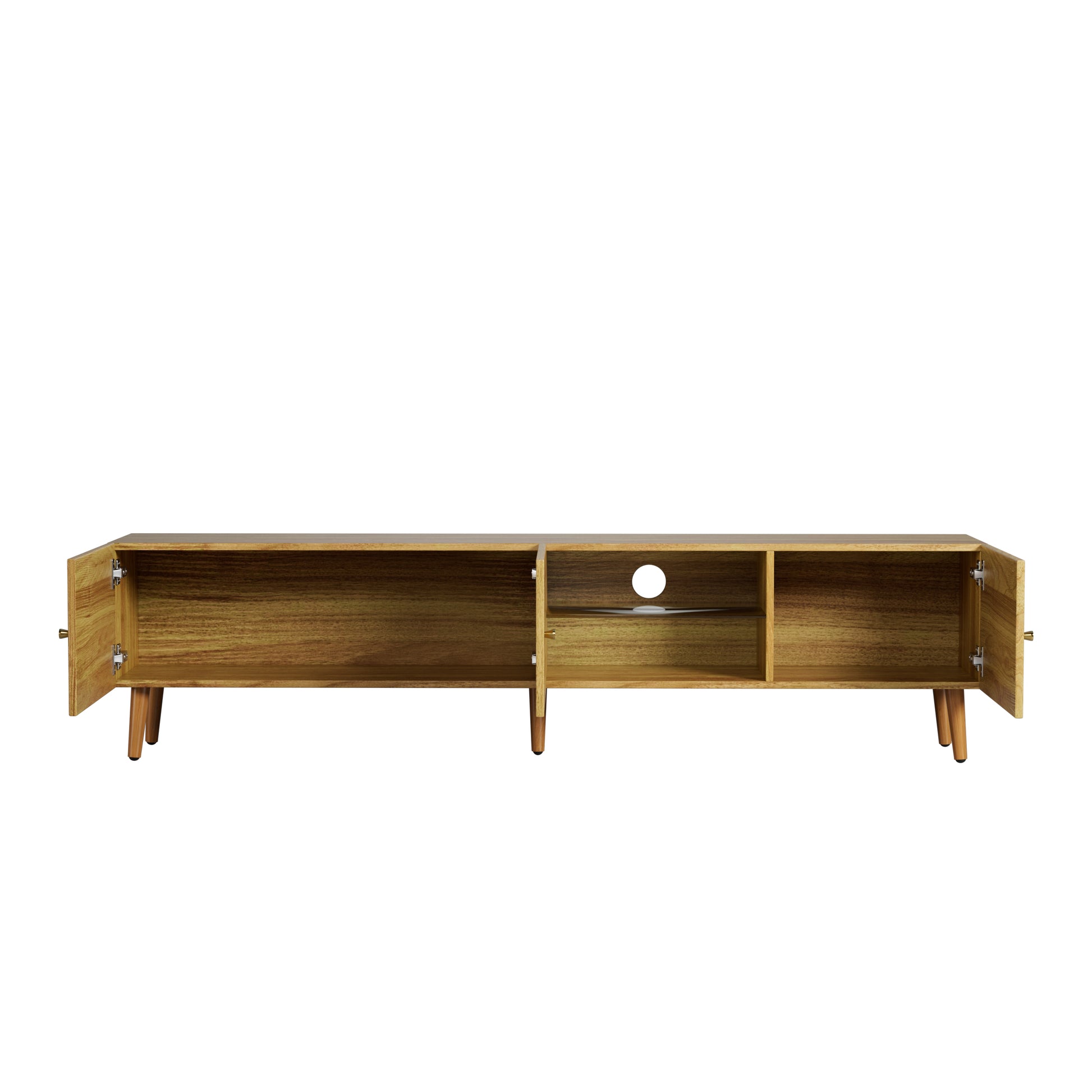 70 Inch Brown Oak TV Stand with Storage
