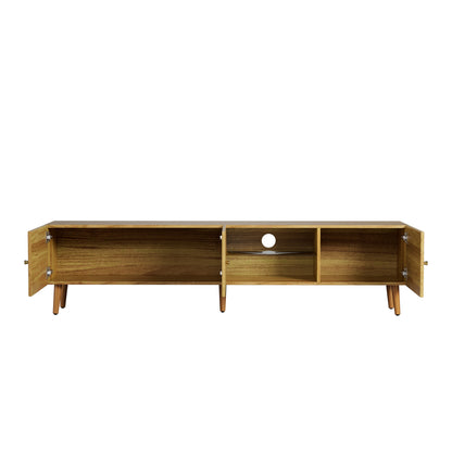 70 Inch Brown Oak TV Stand with Storage