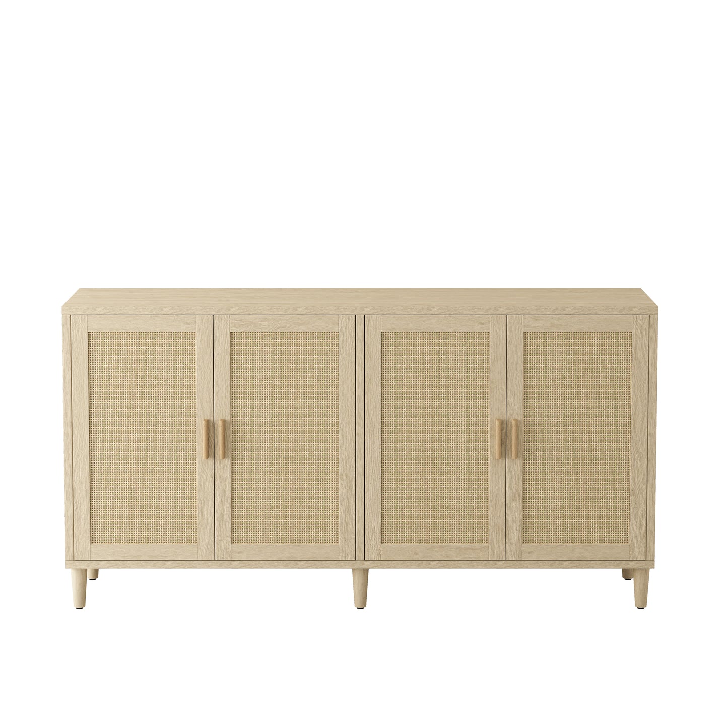70" Rattan Buffet Cabinet - Natural Solid Wood Storage