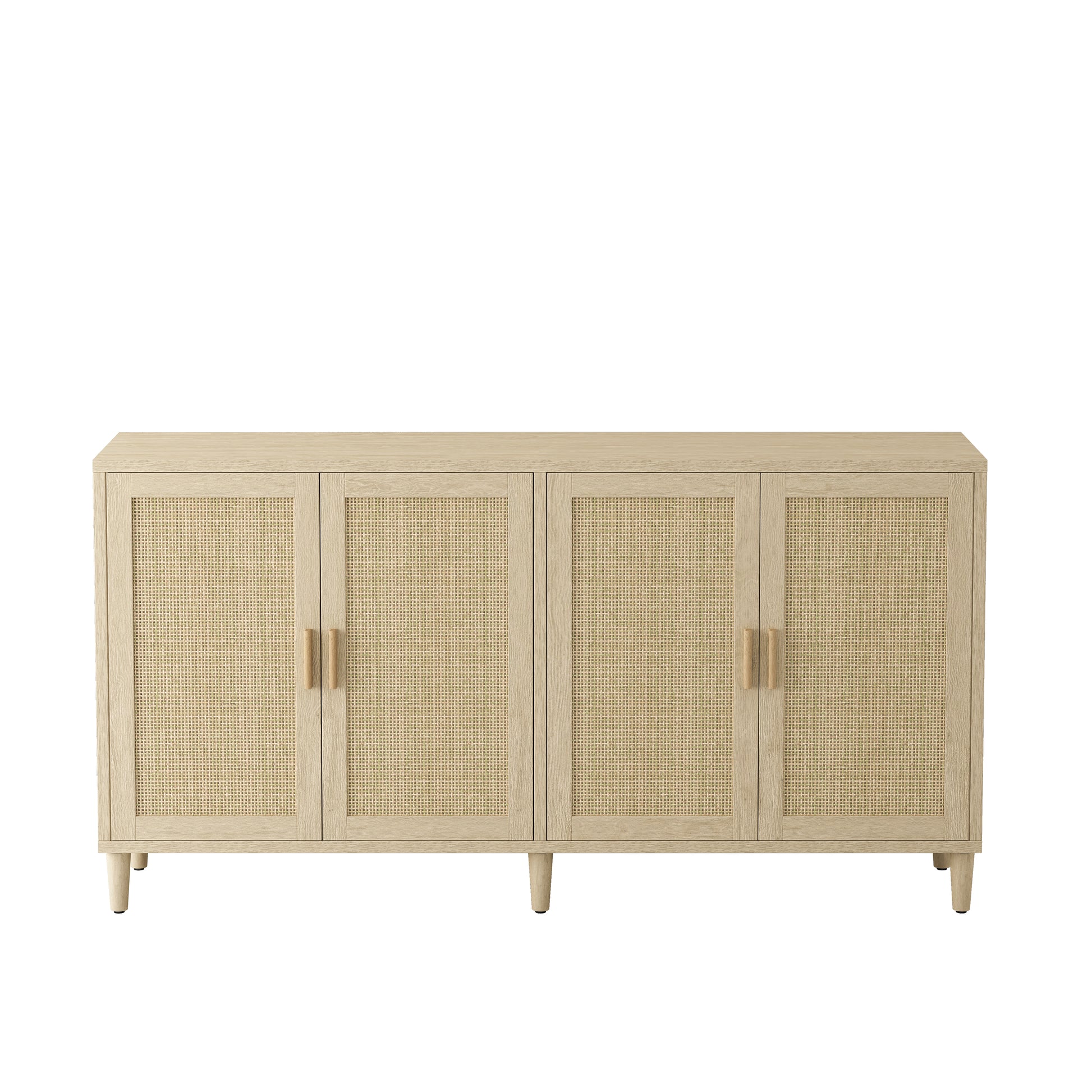 70" Rattan Buffet Cabinet - Natural Solid Wood Storage