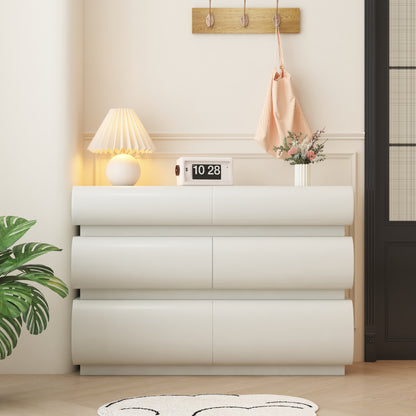 6 Drawer Dresser for Bedroom, White Dresser No Handle, Modern 6 Chest of Drawers with Wide Storage(Same SKU:W757P235726)
