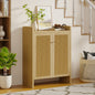 42.5" Tall Rattan Shoe Cabinet with Doors, 6-Tier Shoe Storage Cabinet with Adjustable Shelves, Wooden Freestanding Shoe Organizer Shoe Cabinet for Entryway,Hallway,Living Room (Natural)