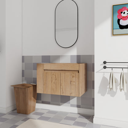 Wall Mounted Bathroom Vanity - Imitative Oak