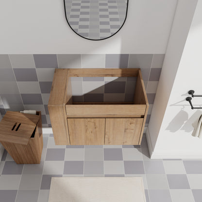 Wall Mounted Bathroom Vanity - Imitative Oak