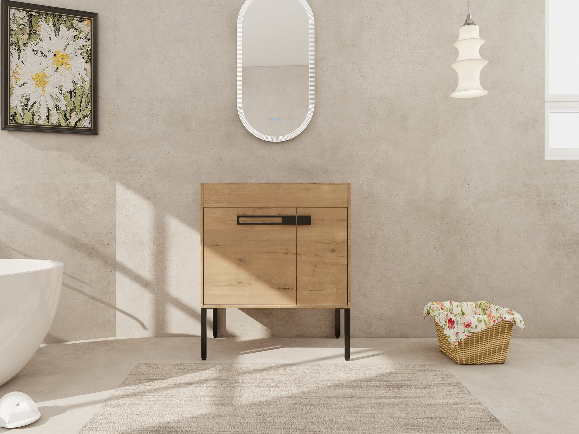 30 Inch Bathroom Vanity - Plywood, Imitative Oak
