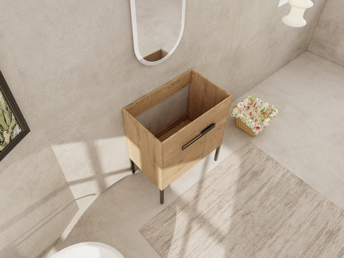 30 Inch Bathroom Vanity - Plywood, Imitative Oak