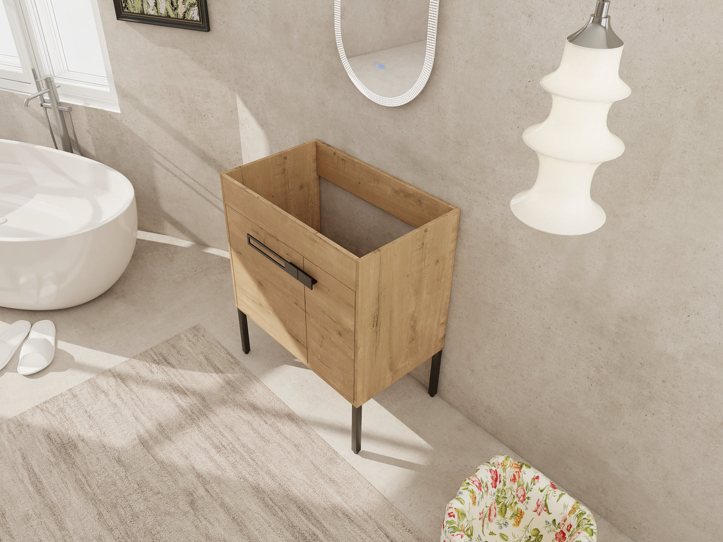 30 Inch Bathroom Vanity - Plywood, Imitative Oak
