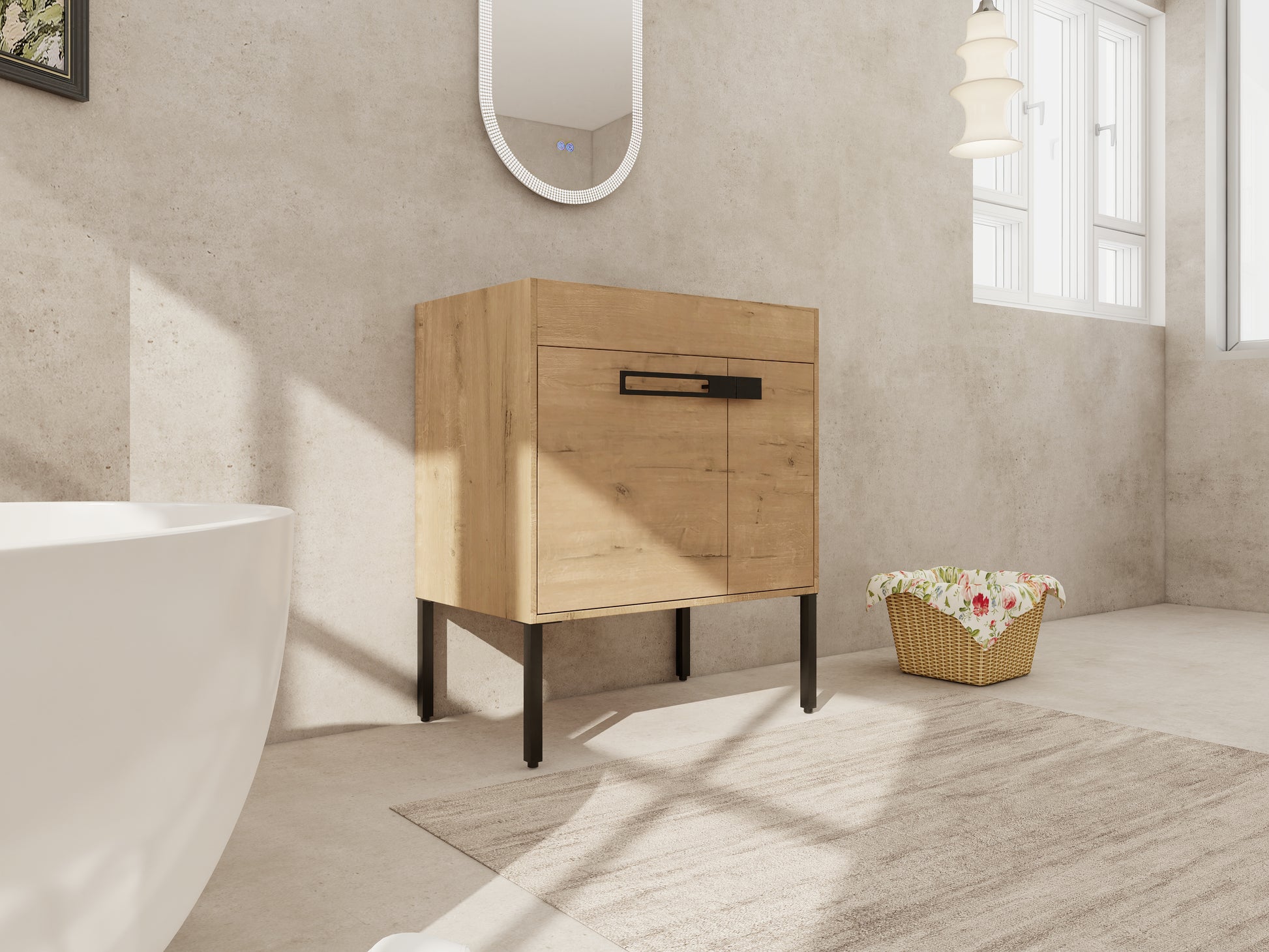30 Inch Bathroom Vanity - Plywood, Imitative Oak