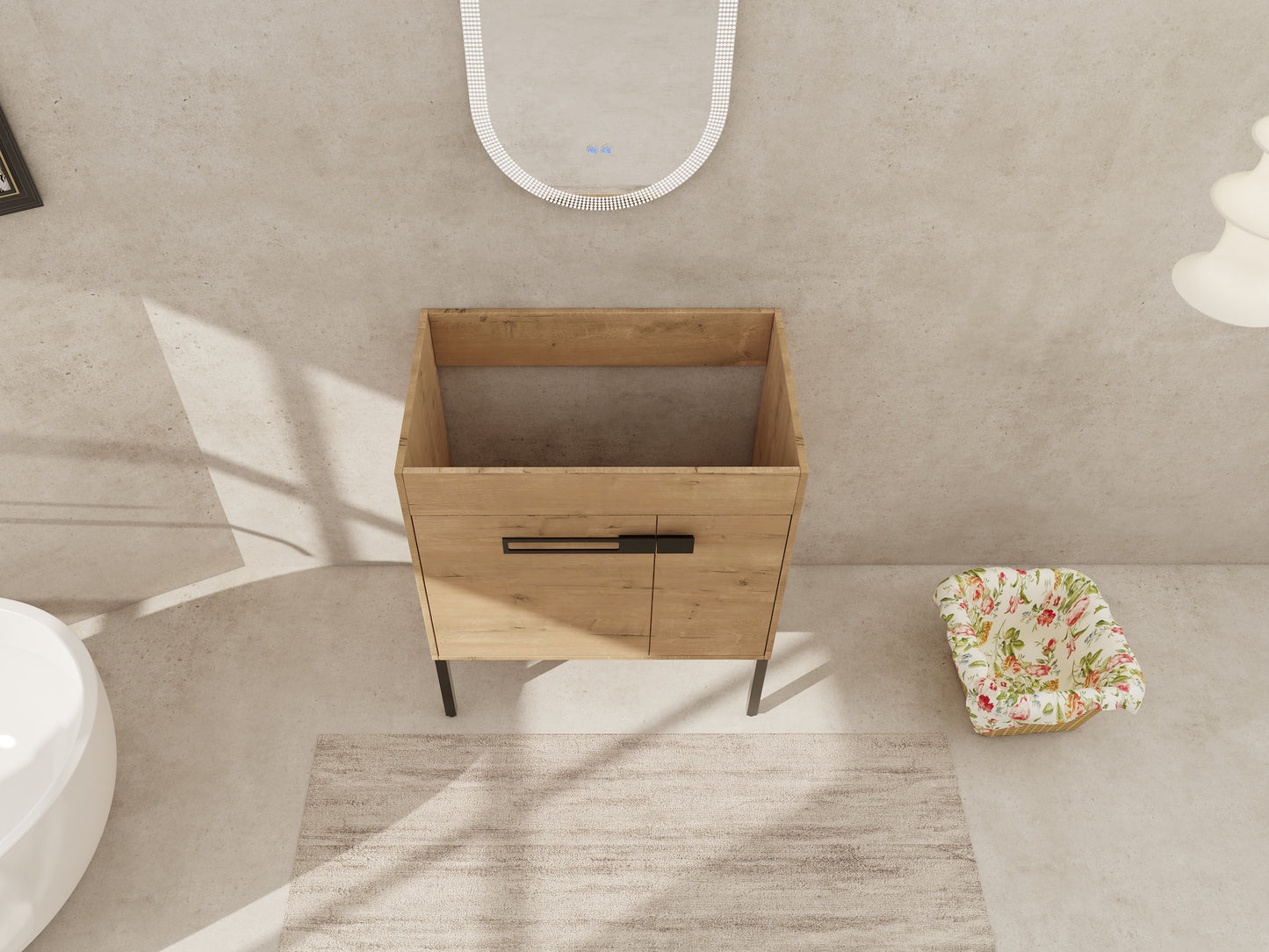 30 Inch Bathroom Vanity - Plywood, Imitative Oak