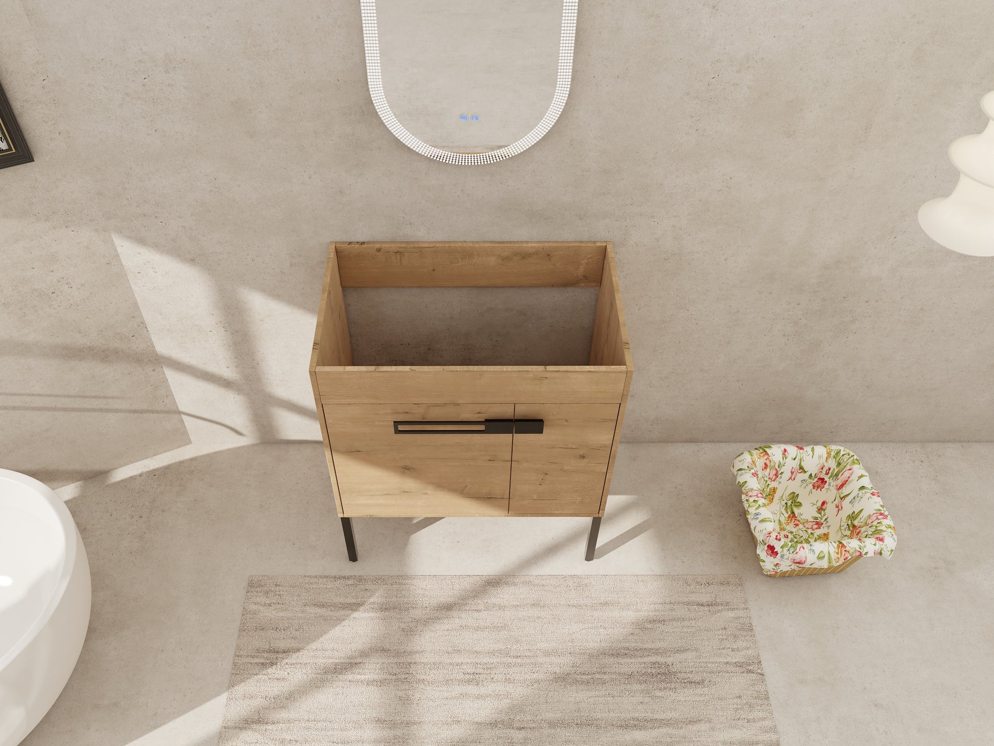 30 Inch Bathroom Vanity - Plywood, Imitative Oak