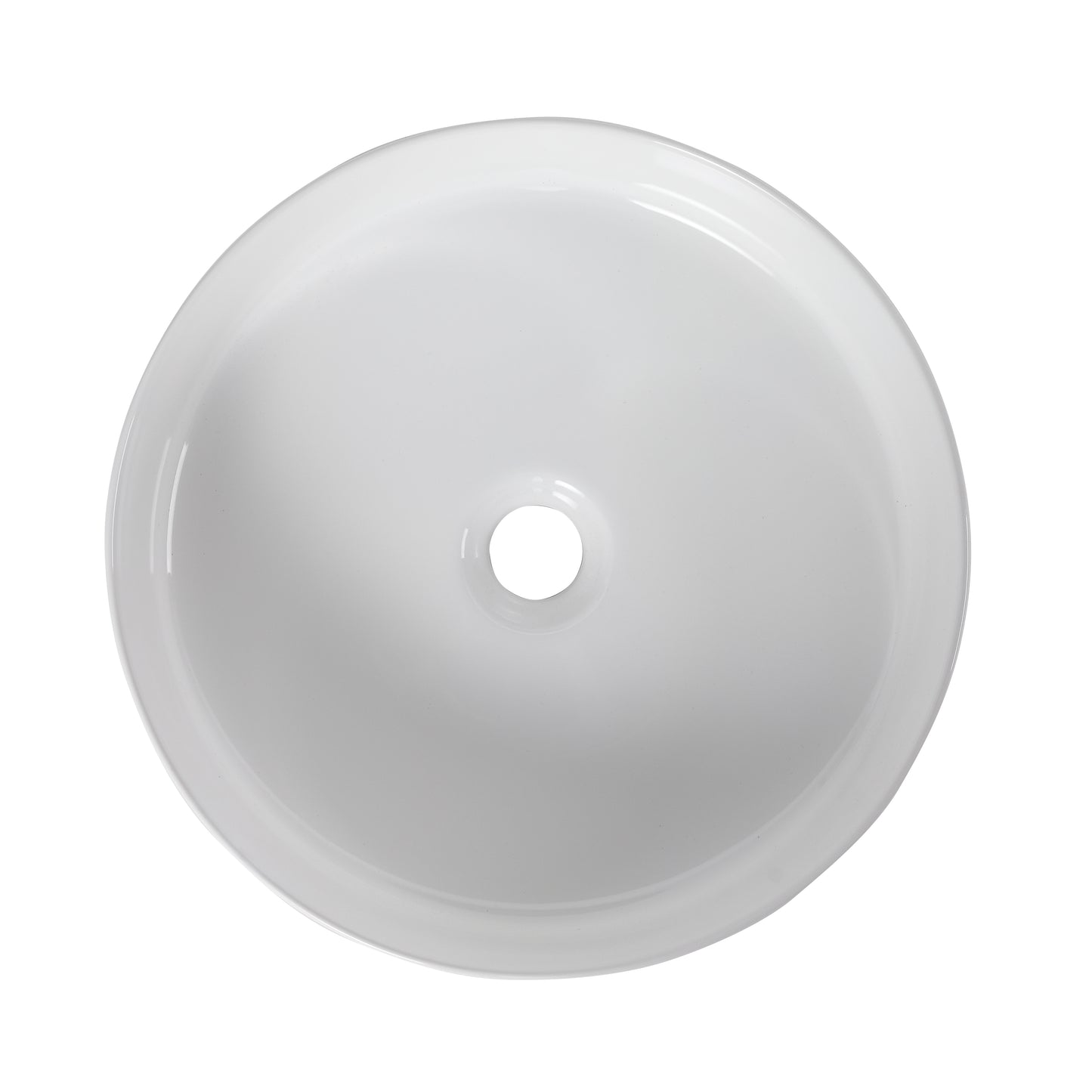 Gloss White Ceramic Bathroom Vanity Sink - 15.7" Round