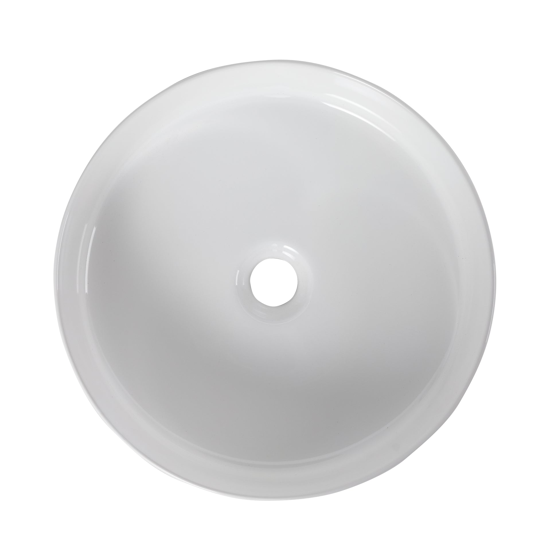 Gloss White Ceramic Bathroom Vanity Sink - 15.7" Round